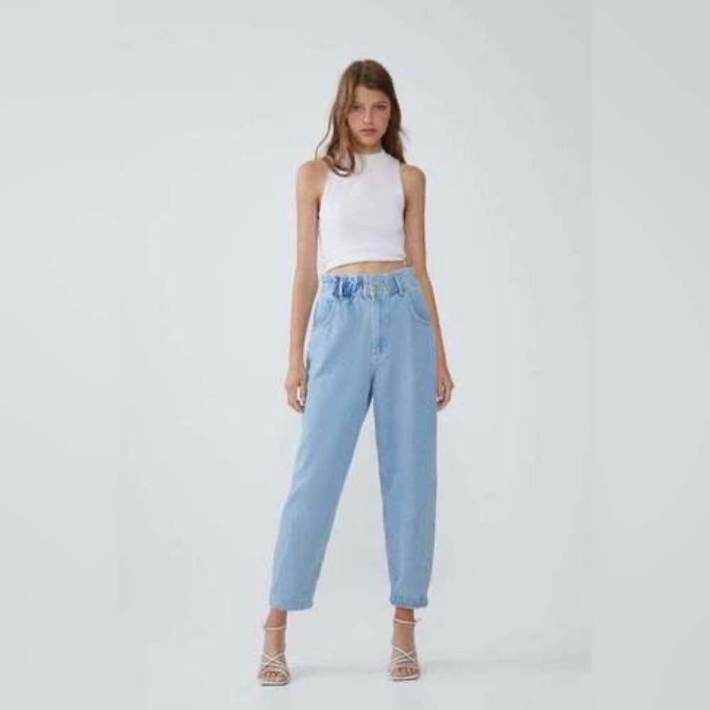 Zara Baggy High Rise Jeans Size 4 Light Wash Relaxed Fit